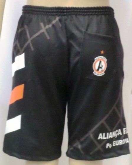 Shorts Futebol Preto Campo Belo - Short de Futebol Masculino Atacado